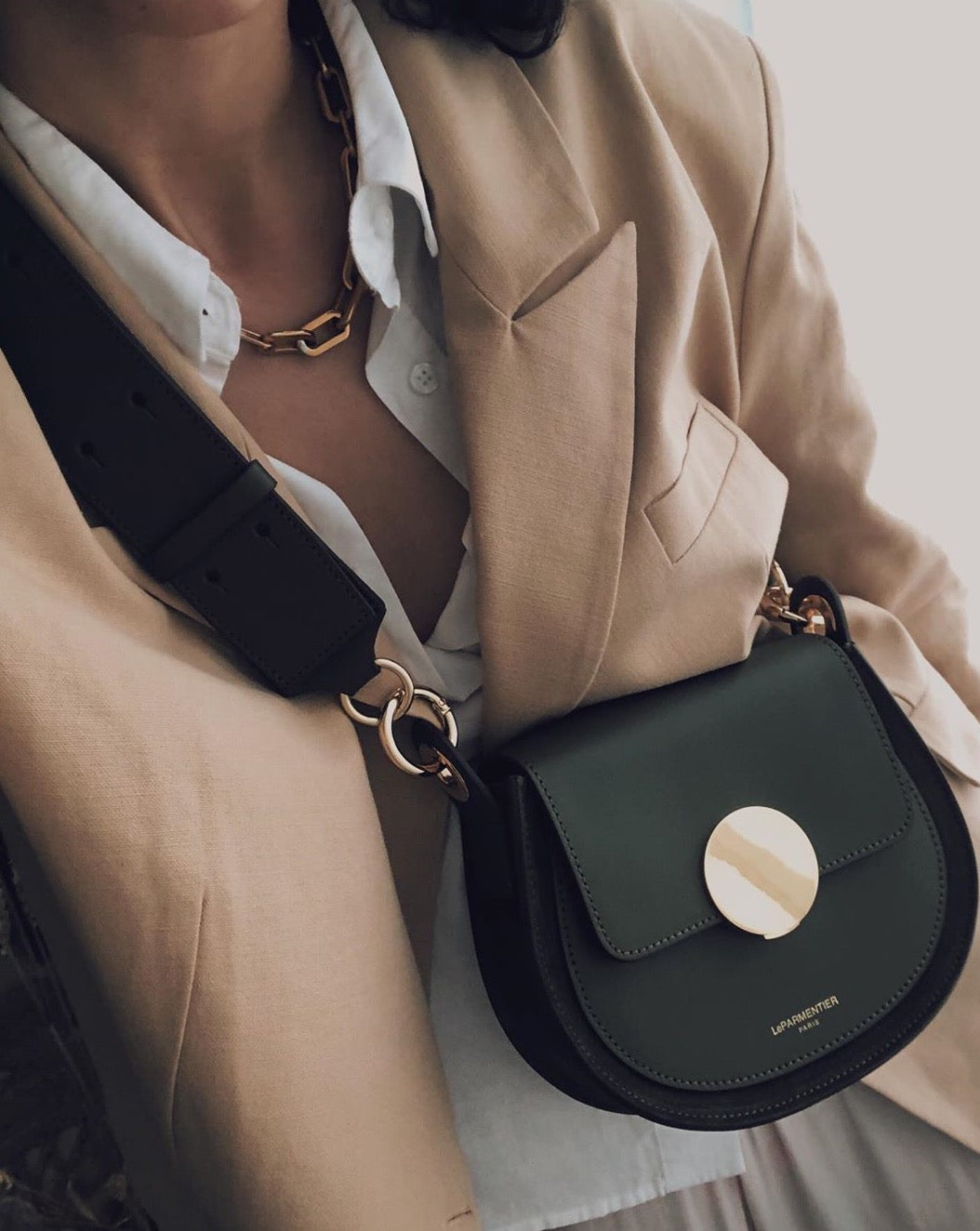 Le parmentier yucca suede and leather shoulder bag online