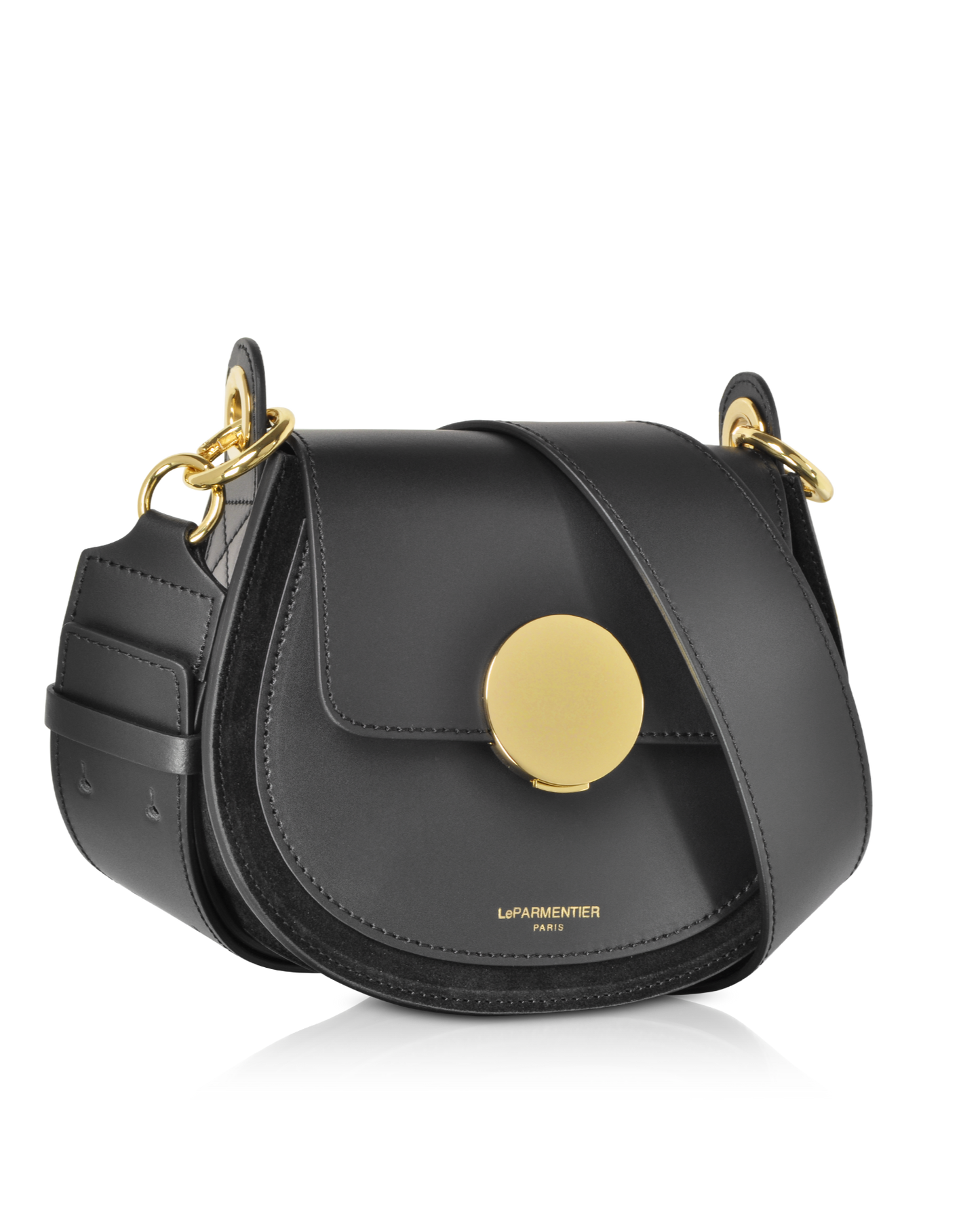 Yucca Shoulder Bag by Le Parmentier at Mazzi d Fiori is crafted in smooth genuine Italian calf leather and velvety suede, pulls out all the stops with its updated take on the classic saddle silhouette that keeps you discreetly organised all the day through to casual fun nights. Featuring flap top magnetic snap closure with bold hardware detail, adjustable wide shoulder strap and gold tone hardware detail