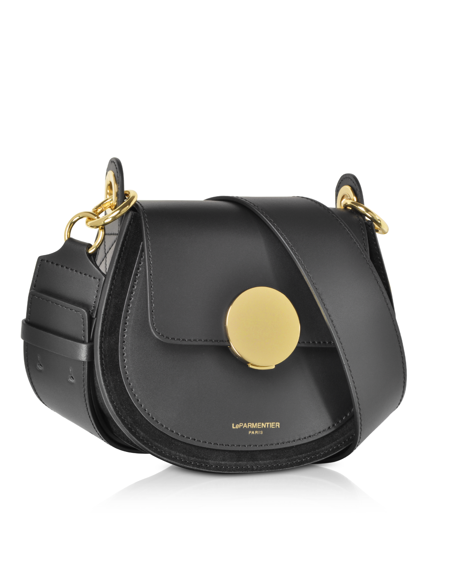 Yucca Shoulder Bag by Le Parmentier at Mazzi d Fiori is crafted in smooth genuine Italian calf leather and velvety suede, pulls out all the stops with its updated take on the classic saddle silhouette that keeps you discreetly organised all the day through to casual fun nights. Featuring flap top magnetic snap closure with bold hardware detail, adjustable wide shoulder strap and gold tone hardware detail