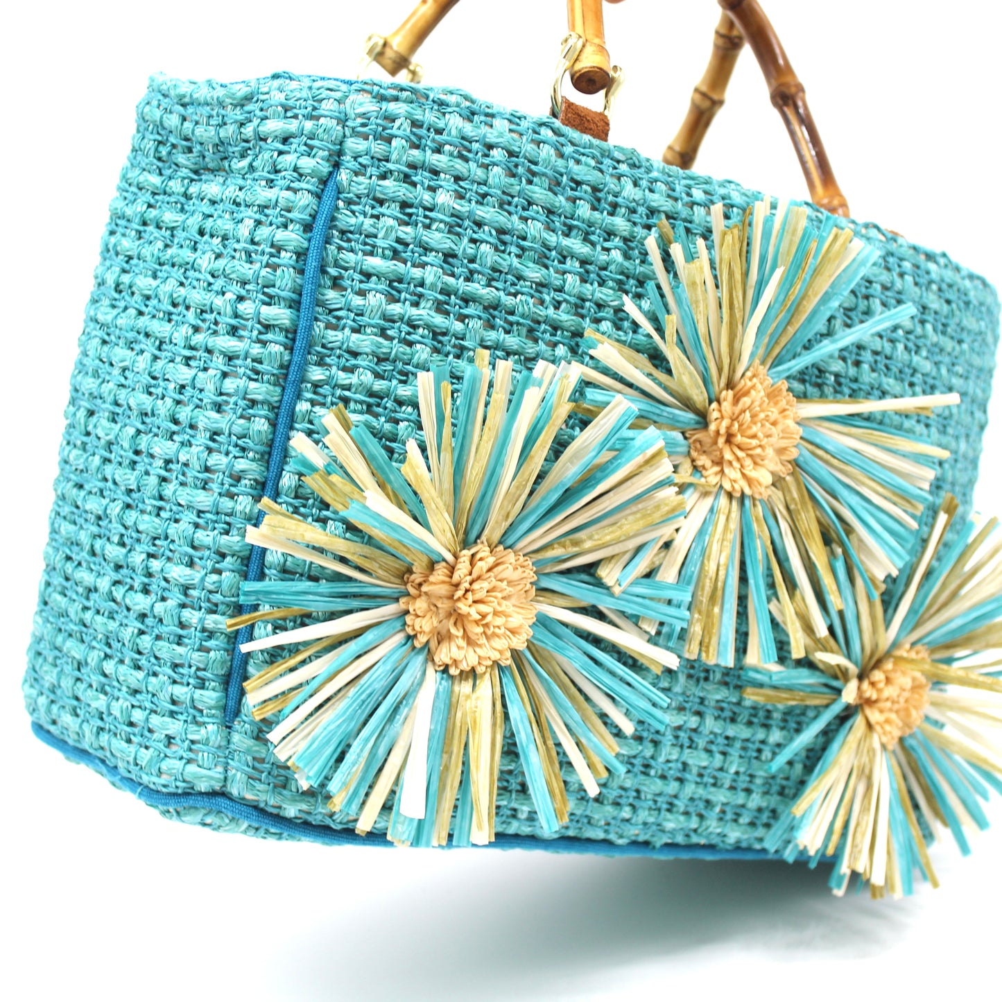 The Antiqua Flowers bag by ViaMailBag, a wonderful brand introduced by Mazzi d Fiori.  Raffia shopper with detachable strap.